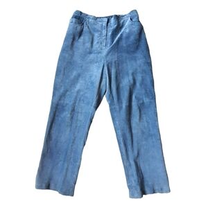 VNTG Leather Blue Suede Pant Stretch High Waist Straight Leg Plus 22